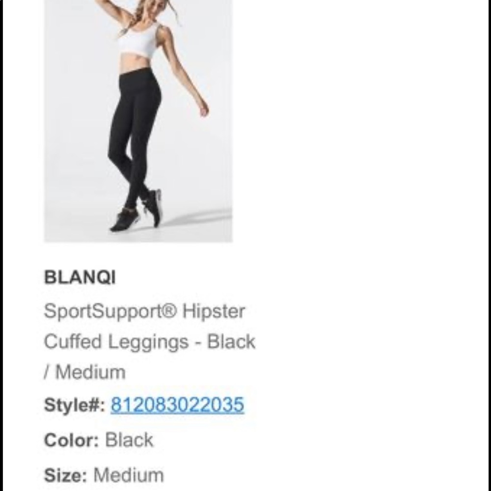 BLANQI Hipster Sport Leggings. Black. Size Medium. BRAND NEW